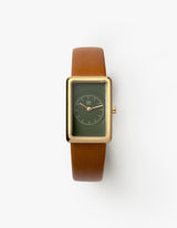 Green dial brown strap square watches
