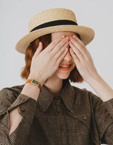 Green dial brown strap square watches